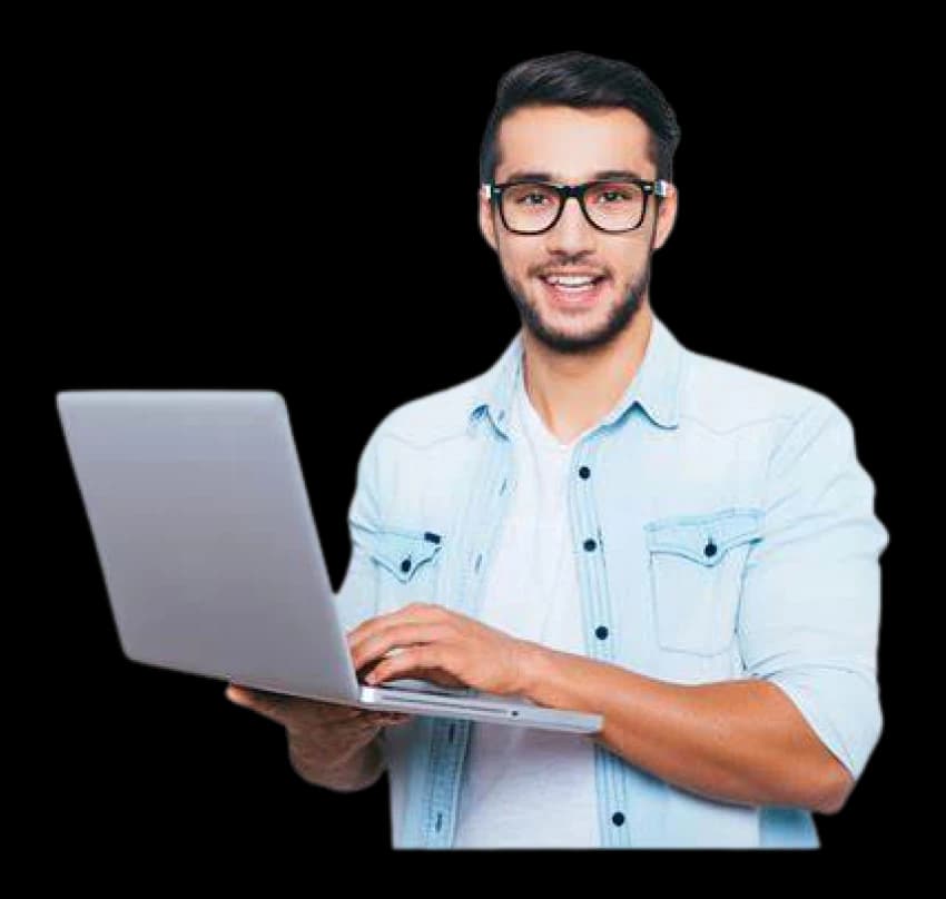 man holding a laptop